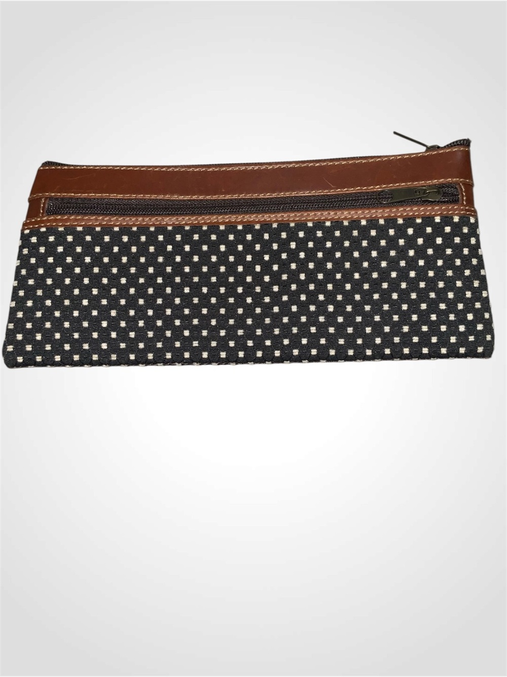 Leather Trim Black Matrix Dot Makeup Pencil Case From Africa